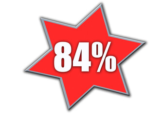 84 Percent off 3d Sign on White Background, Special Offer 84% Discount Tag, Sale Up to 84 Percent Off,big offer, Sale, Special Offer Label, Sticker, Tag, Banner, Advertising, offer Icon