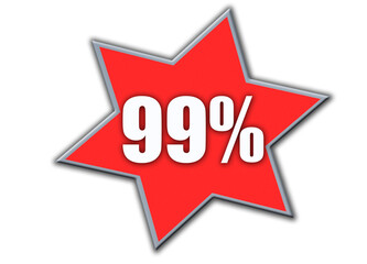 99 Percent off 3d Sign on White Background, Special Offer 99% Discount Tag, Sale Up to 99 Percent Off,big offer, Sale, Special Offer Label, Sticker, Tag, Banner, Advertising, offer Icon