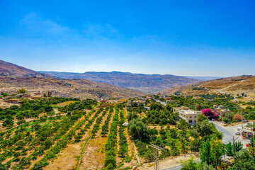 Fototapeta na wymiar Landscape on the way to the city of Ajloun in the northern Jordan.