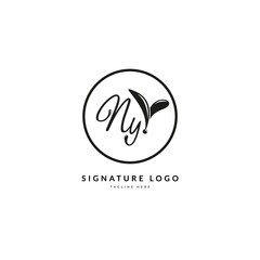 Initial letter Ny. Monogram signature logo design template. Minimalis logo concept for business and company.