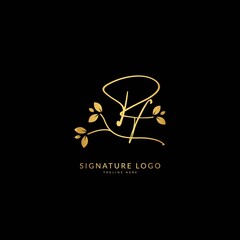 Initial letter Rf. Monogram signature logo design template. Minimalis logo concept for business and company.