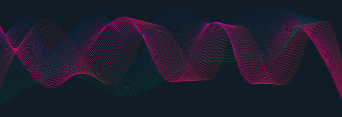 Colorful abstract wave On a black background