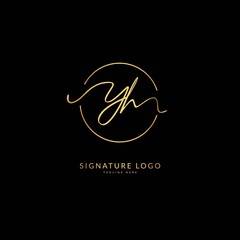 Initial letter Yh. Monogram signature logo design template. Minimalis logo concept for business and company.
