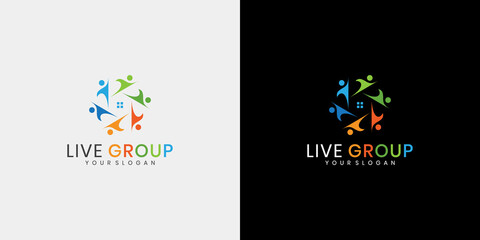 abstract colorful people group vector logo