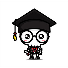 character design of cute skull skeleton to be a bachelor