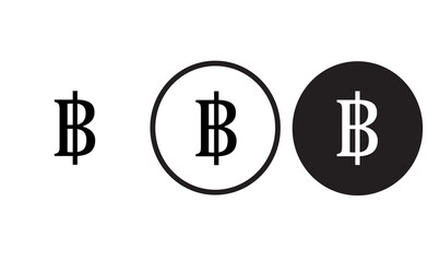 money icon thai baht   black outline logo for web site design and mobile dark mode apps 
Vector illustration on a white background