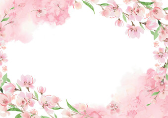 Obraz na płótnie Canvas 大理石風背景　桜のフレーム