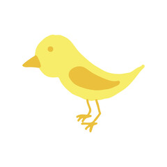 bird icon, sticker. vector hand drawn doodle. trendy colors 2021 gold, yellow. baby, chick, spring, easter.
