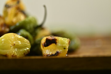 Burnt habanero peppers for typical Yucatecan sauce, Mexico