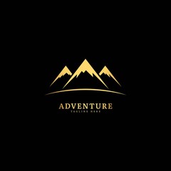 Adventure logotype. Natural adventure logo with mountain and forest panorama, fit for company and business logo.