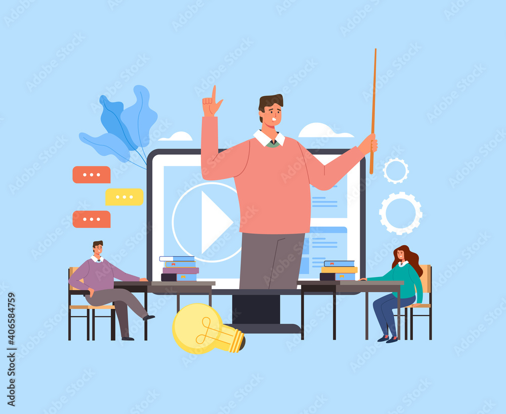 Wall mural online e learning internet education library tutorial concept vector flat graphic design flat illust