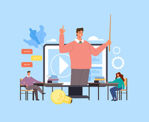 Online E learning internet education library tutorial concept vector flat graphic design flat illustration