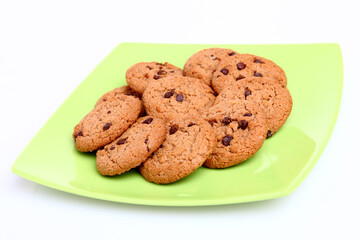 Chocolate homemade pastry biscuits isolated on white background