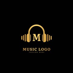 Initial letter M. Music microphone logotype. Elegant music sound logo fit for business and music event. Vector logo design.