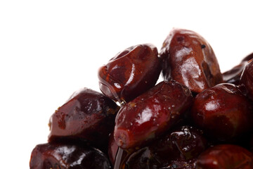 Healthy dates on white background