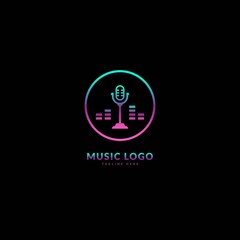 Music microphone logotype. Elegant music sound logo fit for business and music event. Vector logo design.