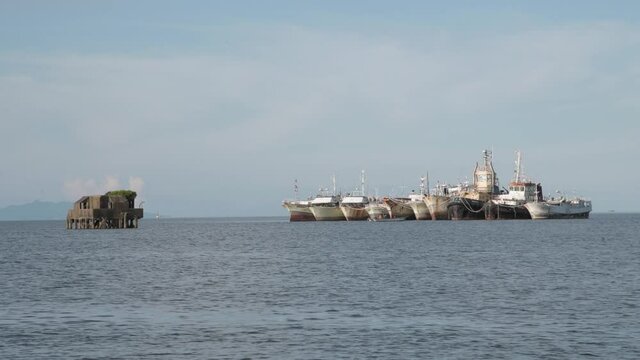 Fishing boats anchored in port 