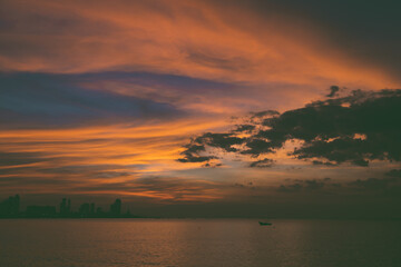 Sea sky beach with nature sunset