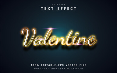 Fototapeta premium Valentine text, gold glowing text effect
