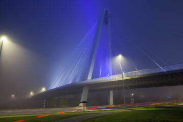 bridge over water whit fog
