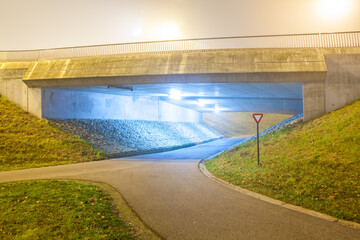 A bicycle street at night