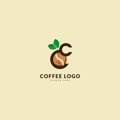 Initial letter E logotype. Minimalist coffee logo concept, fit for cafe, restaurant, packaging and coffee business. Illustration vector logo.