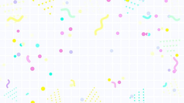Looped white geometric shapes background motion graphics.