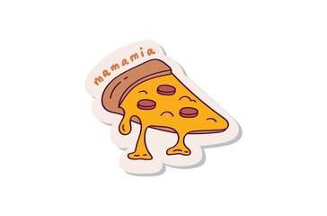 Sliced pizza with melted cheese sticker design