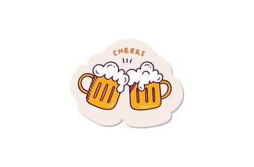 Beer glass doodle sticker design
