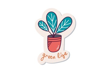 Plant on a pot sticker design