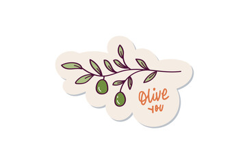 Cute olive plant sticker design 