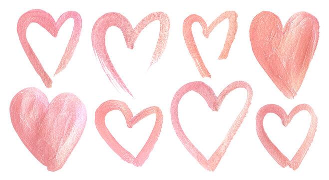 Love symbol. Set of luxurious pale pink hearts for Valentine's Day card.
