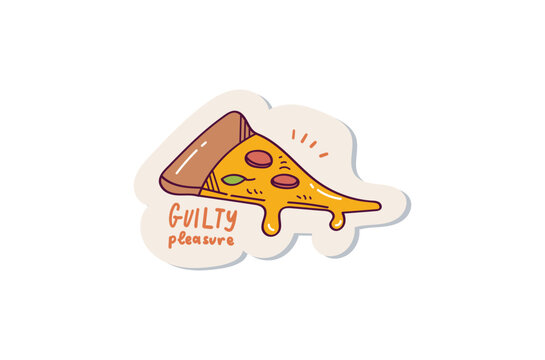 Sliced pizza with melted cheese sticker design