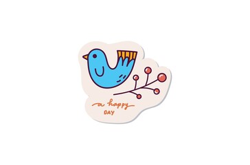Cartoon blue bird sticker design