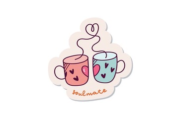 Coffee cup couple sticker design