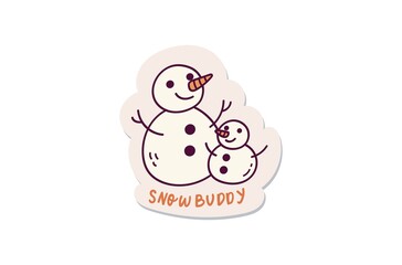 Cute snowman cartoon sticker design