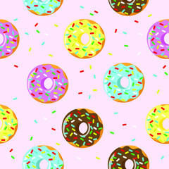 Sweet seamless pattern with donuts.Vector illustrations.
