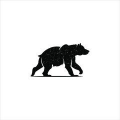 Bear silhouette black retro animal and nature element vintage template wild hunter