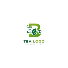 Initial letter B tea logotype. Minimalist tea leaves logo concept, fit for cafe, restaurant, packaging and natural drinks. Illustration vector logo.
