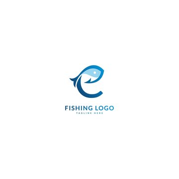 Initial letter C logotype. Minimalist fish logo concept, fit for fishing, seafood restaurant, packaging or ocean traveling. Illustration vector logo.
