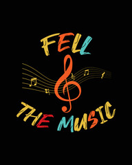 Vector graphic illustration, MUSIC, for designs of t-shirts, shirts, hoodies, etc.