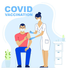 Vaccination the nurse makes injection