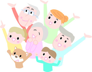 三世代家族空を仰ぐ