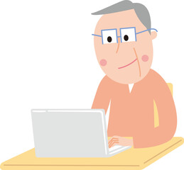 パソコンを操作するシニア男性