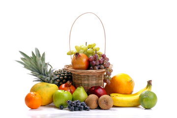 Colorful Fruits on white background.