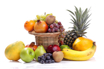 Colorful Fruits on white background.