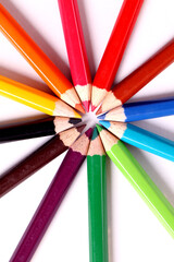 Naklejka premium color pencils on white background