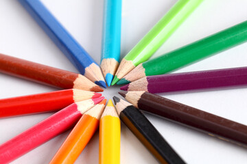Fototapeta premium Color pencils on white background
