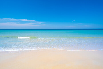 Fototapeta na wymiar Beautiful Turquoise Sea and White beach sand in summer day. Nature beach sea in Andaman sea south of Thailand. At Similan Island Thailand. Nature and travel concept.