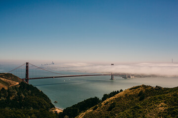 San Francisco fog. Golden Gate Bridge.